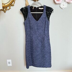 Rebecca Taylor Blue Sheath Dress with Cap Sleeves